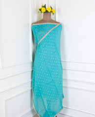 Shimmer Sky Blue Unstitched Suit