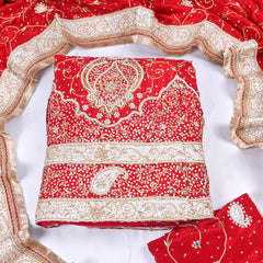 Crepe Maroon Semi-Stitched Anarkali Suit