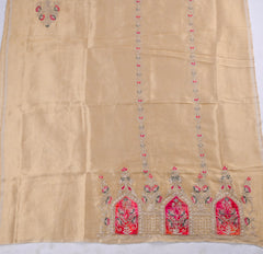 Banarasi Shimmer Beige Unstitched Suit
