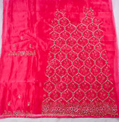 Glass Organza Magenta Unstitched Suit