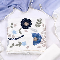 Mul Cotton White Unstitched Suit