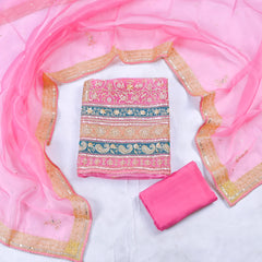 Glass Shimmer Pink Unstitched Suit