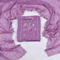 Georgette Purple Unstitched Suit