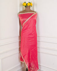Shimmer Pink Unstitched Lehenga Suit