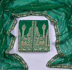 Khadi Green Unstitched Suit