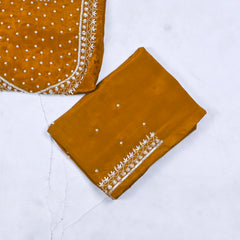 Organza Golden Unstitched Suit