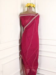 Organza Maroon Unstitched Suit
