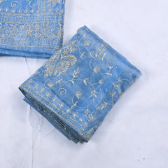 Glass Powder Blue Unstitched Lehenga Suit
