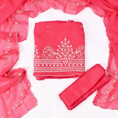 Organza Pink Unstitched Suit