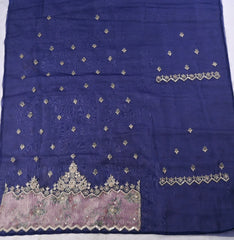 Glass Organza Navy Blue Unstitched Suit