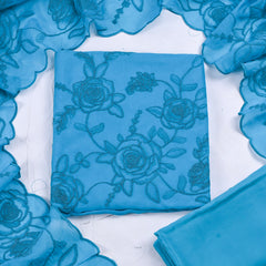 Organza Sky Blue Unstitched Suit