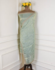 Shimmer Pista Green Unstitched Suit