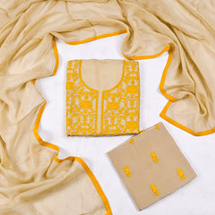Organza Beige Unstitched Suit