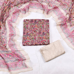 Kashmiri Cotton Check Rose Pink Unstitched Suit