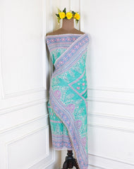 Crush Shimmer Ferozi Unstitched Suit