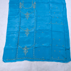 Crepe Sky Blue Unstitched Suit