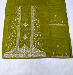 Khadi Mehandi Unstitched Lehenga Suit