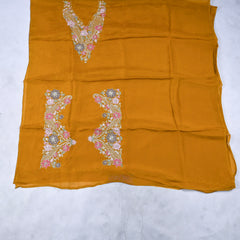 Organza Yellow Unstitched Suit