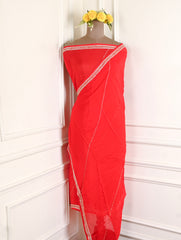 Organza Red Unstitched Suit