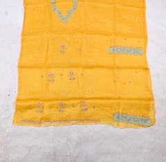 Organza Yellow Unstitched Suit