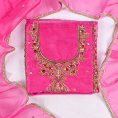 Glass Shimmer Pink Unstitched Suit