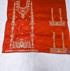Crepe Rust Unstitched Lehenga Suit