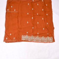 Organza Rust Unstitched Suit
