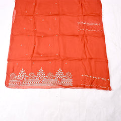Organza Orange Unstitched Suit