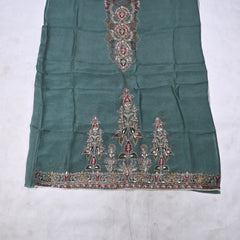 Organza Sea Green Unstitched Suit