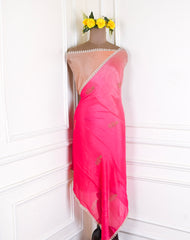 Soft Tussar Silk Orange Unstitched Suit