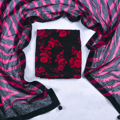 Crepe Black & Red Unstitched Suit