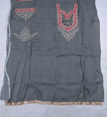 Organza Black & Magenta Unstitched Suit