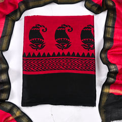 Maheshwari Cotton Red Unstitched Suit