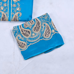 Organza Sky Blue Unstitched Suit