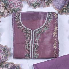 Organza Purple Unstitched Suit