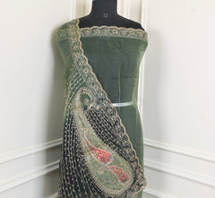 Raw Silk Sea Green Unstitched Suit