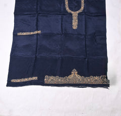 Silk Navy Blue Unstitched Suit