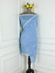 Mul Cotton powder blue Unstitched Suit