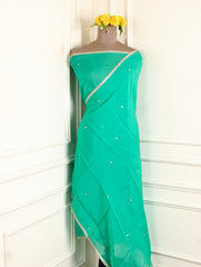Twill Organza Sea Green Unstitched Suit