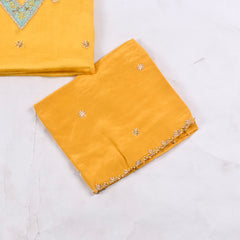 Organza Yellow Unstitched Suit