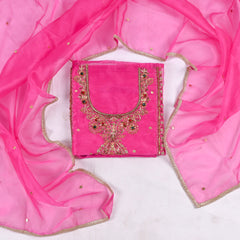 Glass Shimmer Pink Unstitched Suit