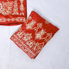 Crepe Rust Unstitched Lehenga Suit