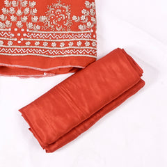 Organza Orange Unstitched Suit