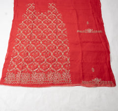 Organza Red Unstitched Suit
