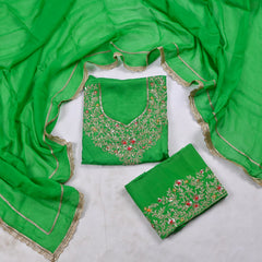 Khadi Parrot Unstitched Suit