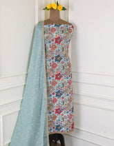 Crepe Pista Green Unstitched Suit