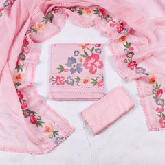 Organza Pink Unstitched Suit