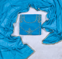 Crepe Sky Blue Unstitched Suit