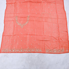 Shimmer Orange Unstitched Lehenga Suit