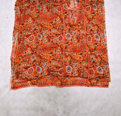 Twill Organza Orange Unstitched Suit